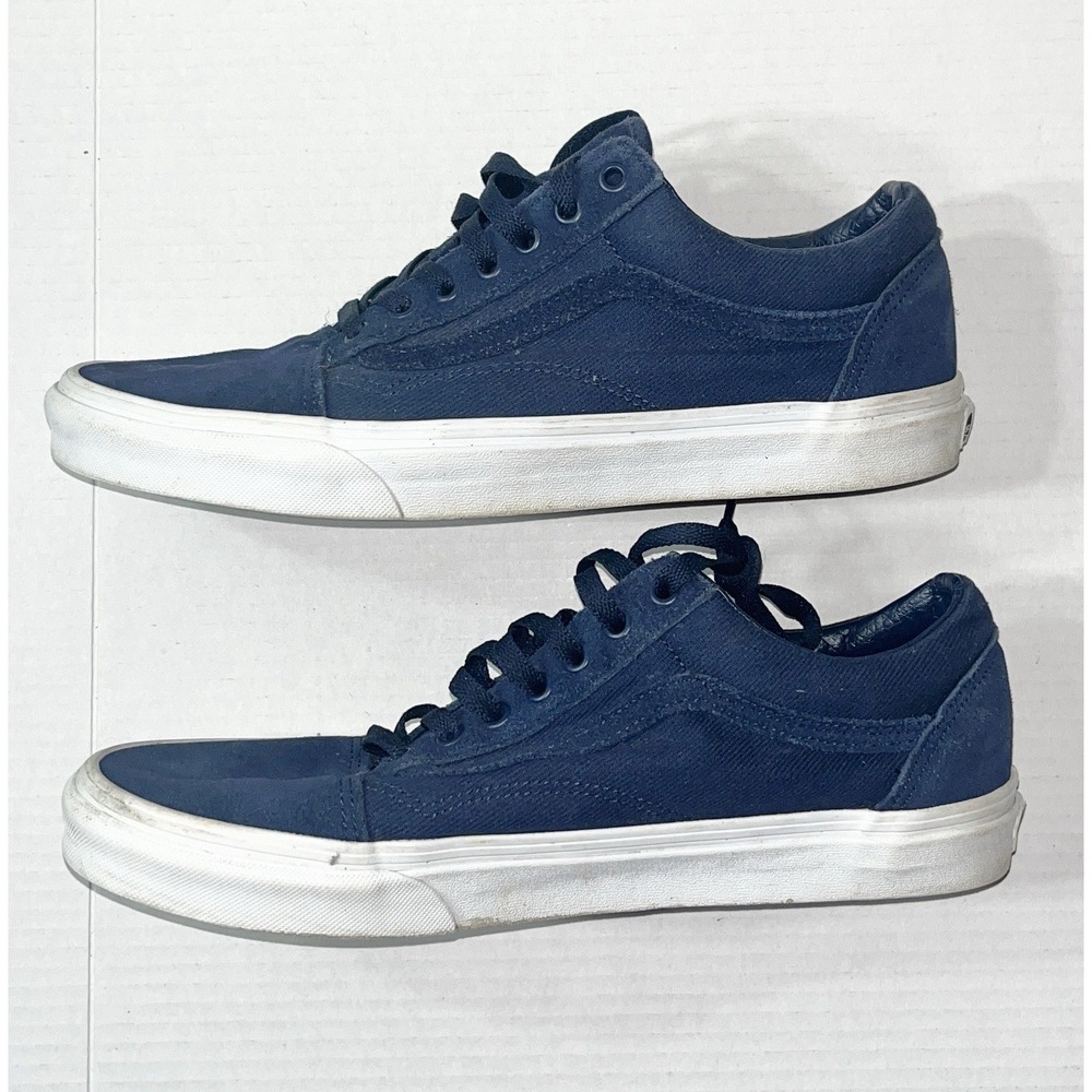 Vans Old Skool Sneakers Men's 11.5 Navy Blue Leather Suede Accents Skateboarding